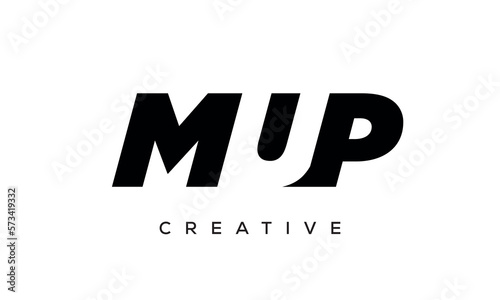 MUP letters negative space logo design. creative typography monogram vector