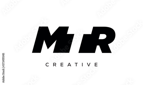 MTR letters negative space logo design. creative typography monogram vector