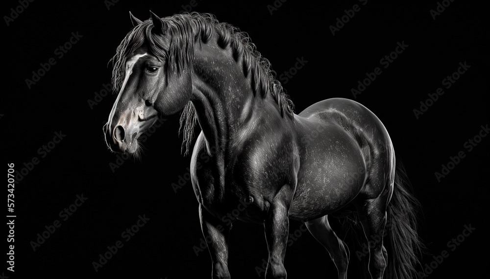 Fototapeta premium Horse isolated black created with Generative Ai technology