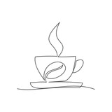 Coffee One line drawing on white background