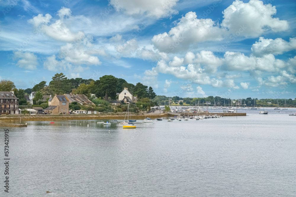 Brittany, Ile aux Moines island in the Morbihan gulf, the typical harbor in summer
