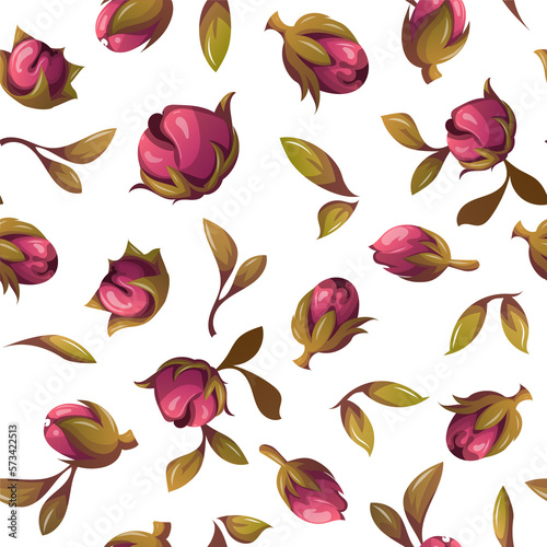 Rose buds and leaves  floral seamless pattern. Perfect for product design  scrapbooking  textile  wrapping.