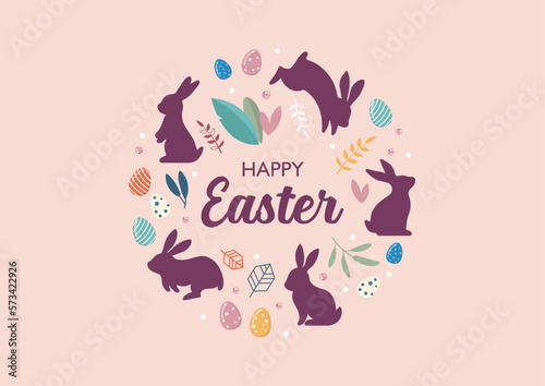 Happy easter card banner with bunnies