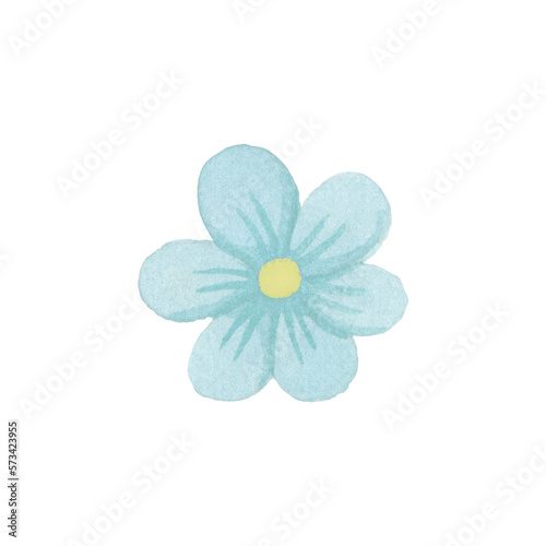 Watercolor blue flower. Hand drawn illustration. © soyon