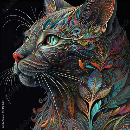 Cat  colorful  intricate details