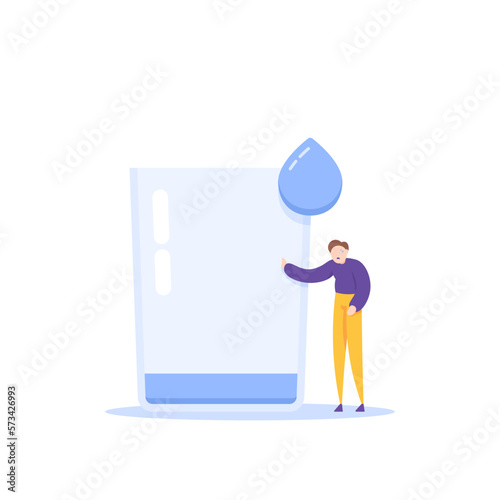 a limp man and powerless for lack of water. dehydration and thirst. illustration of someone who is need to drink a glass of water. illustration concept design. graphic element design