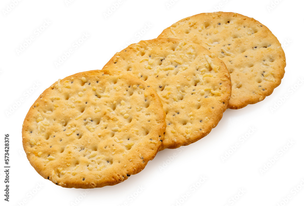 Flat Crackers or dry baked biscuit on whited background, Cracker Isolate on white with clipping path. Flat Crackers or dry baked biscuit on whited background, Cracker Isolate on white with clipping path.