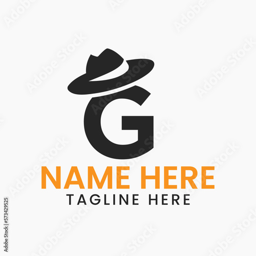 Letter G Gentlemen Hat Logo Design  Concept With Cowboy Hat Icon Template