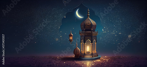 Valokuva arabic lantern of ramadan celebration background illustration