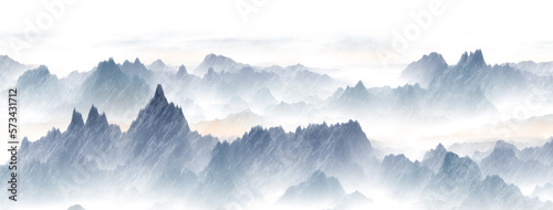 mountains in the fog
