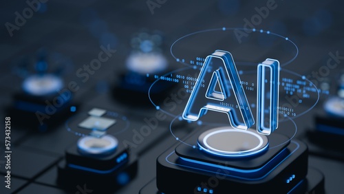 Slika na platnu Artificial intelligence AI neural network digital brain machine deep learning processing big data analysis technology connection mining chipset on Circuit board futuristic