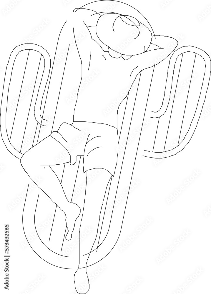 Vector sketch illustration of a swimming float on a balloon in a swimming pool Vector sketch illustration of a swimming float on a balloon in a swimming pool
