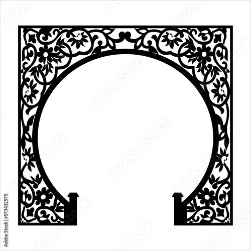 Laser cutting design for temple, Mandir Jali, Partition arch for temple decoration vector