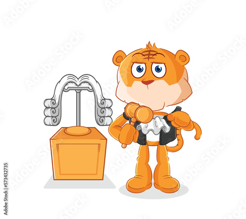 tiger judge holds gavel. character vector