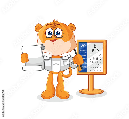 tiger oculist cartoon. cartoon mascot vector