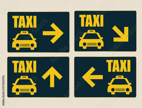Taxi Icon, Taxi Sign, Taxi cab signboard vector