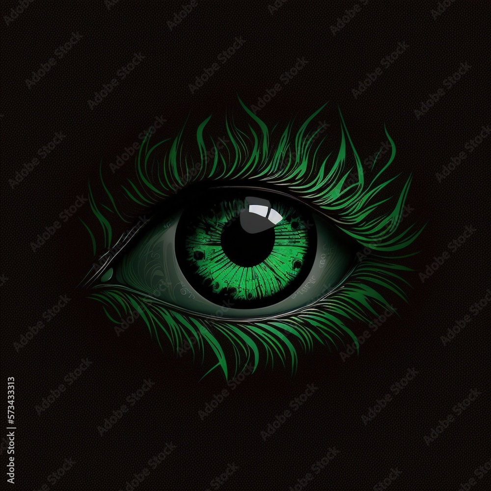 Logo of green eye. Generative AI.