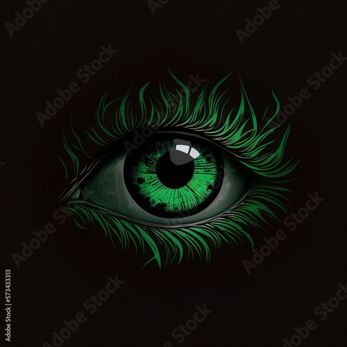 Logo of green eye. Generative AI.