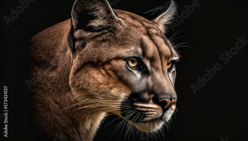 Cougar isolated black created with Generative Ai technology