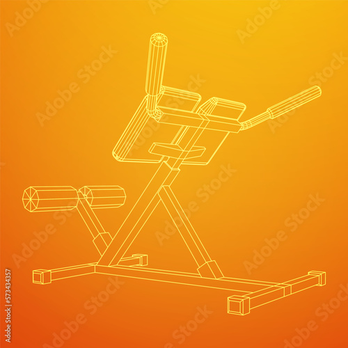 Modern exercise machine for the back and abs. Hyperextension simulator.