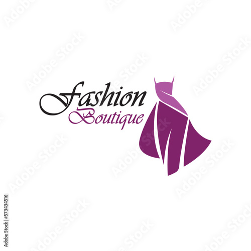 Beautiful dress woman logo simple creative for boutique fashion shop logo vector