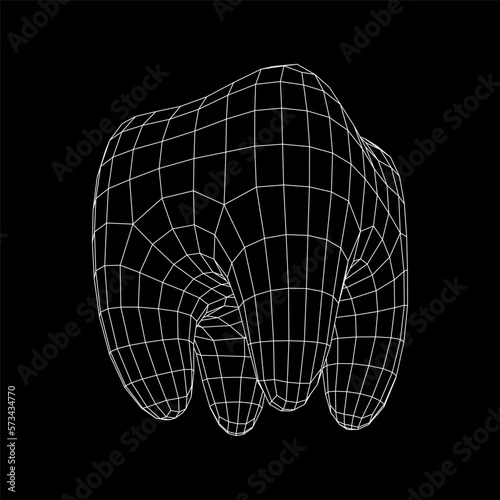 Tooth protection of enamel. Wireframe vector.
