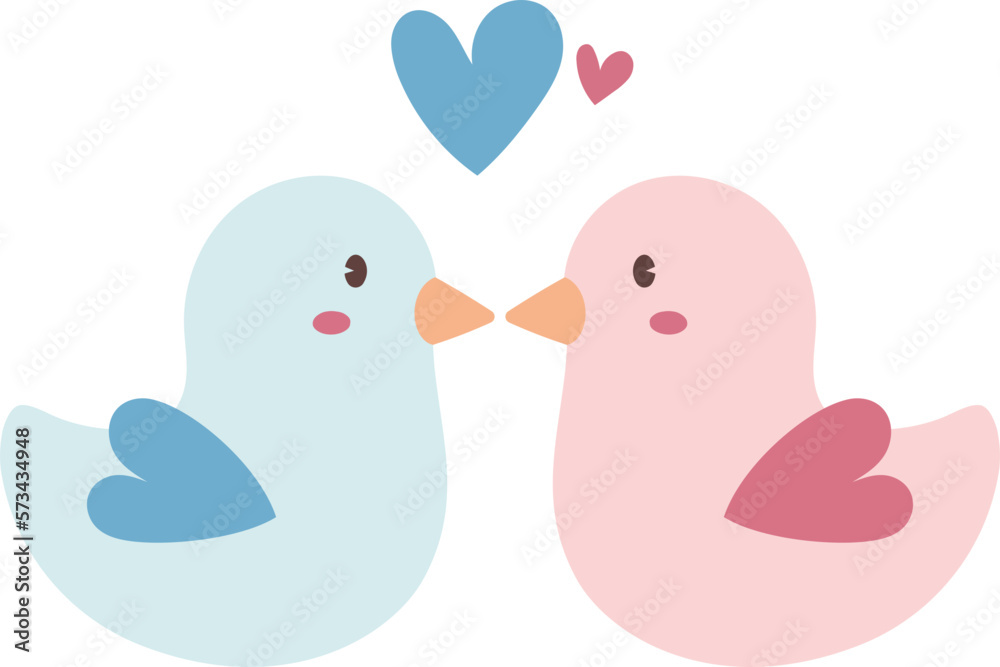 Love Birds Valentine Couple Cartoon