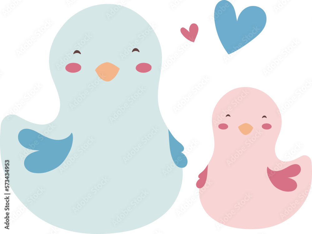 Love Birds Valentine Dad And Baby Cartoon