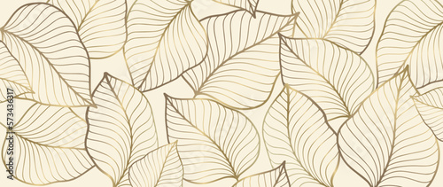 Abstract vector luxury illustration with golden leaves on a beige background for decor, covers, backgrounds, design