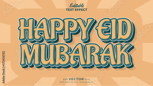 Editable text effect - Happy Eid Mubarak template style premium vector