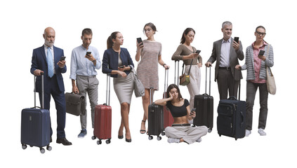 Group of diverse people traveling