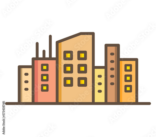 Modern street building Icon. Construction, environment, urban city development concept. Flat vector design illustration.