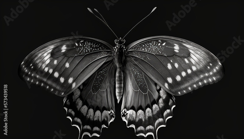 Butterfly isolated black created with Generative Ai technology