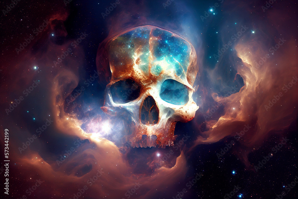 Skull and galaxy blend beautifully With Generative AI Skull and galaxy blend beautifully With Generative AI