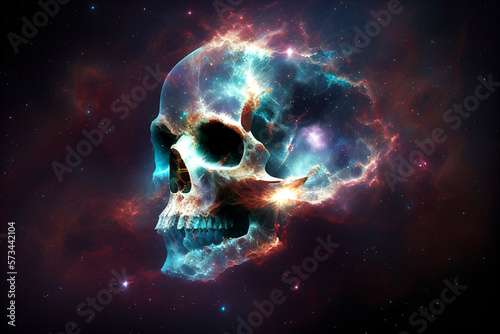 Skull and galaxy blend beautifully With Generative AI