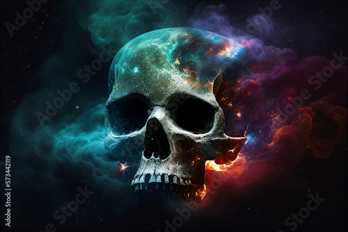 Skull and galaxy blend beautifully With Generative AI