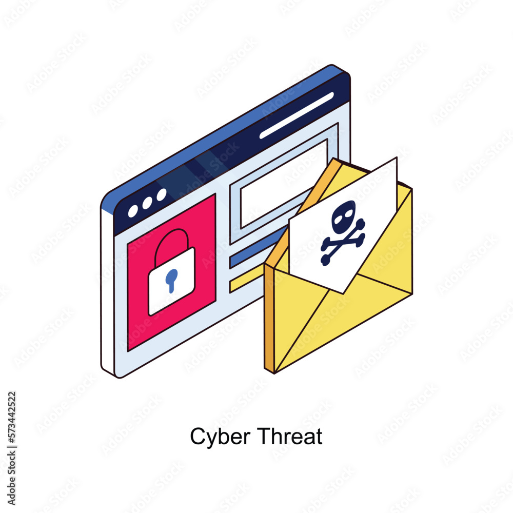 Cyber Threat Vector Isometric Filled Outline icon for your digital or print projects.