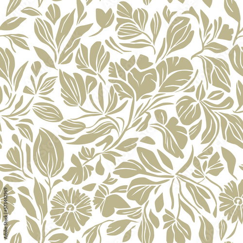 Floral pattern, seamless vector illustration. Abstract stylized leaves and flowers © LenLis