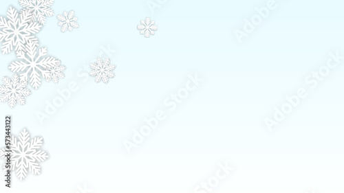 Christmas  Vector Background with Falling Snowflakes. Isolated on Red Background. Realistic Snow Sparkle Pattern. Snowfall Overlay Print. Winter Sky. Papercut Snowflakes.