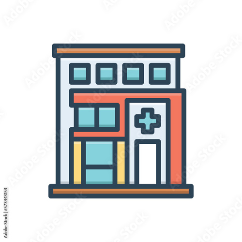 Color illustration icon for hospital