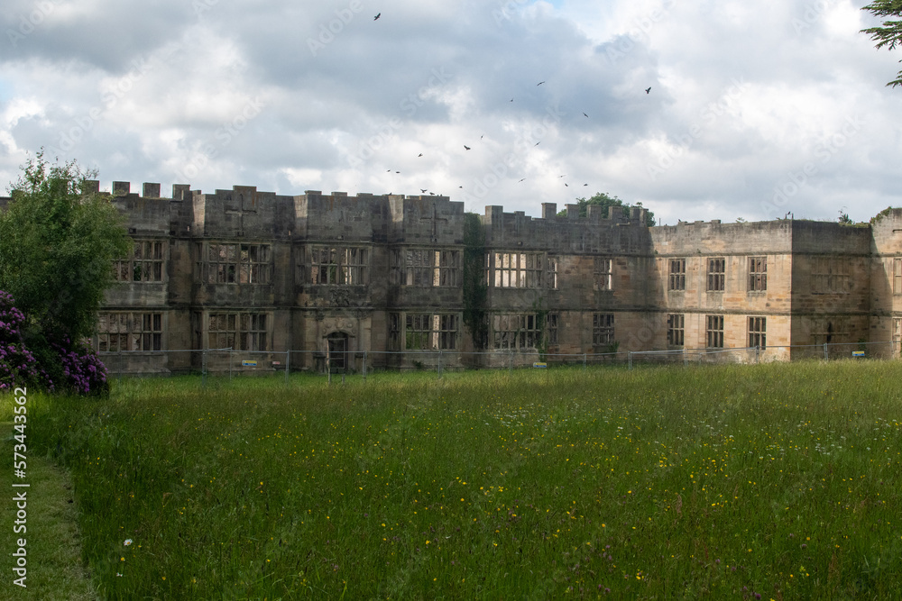 Empty/abandoned shell of Gibside mansion/house in Tyne and Wear, UK. Derelict	