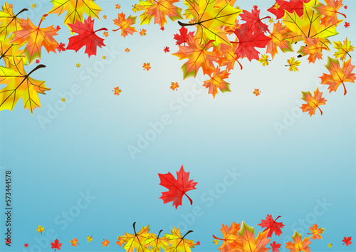 Colorful Foliage Background Blue Vector. Leaf Pattern Texture. Brown Paper Floral. Forest Leaves Card.