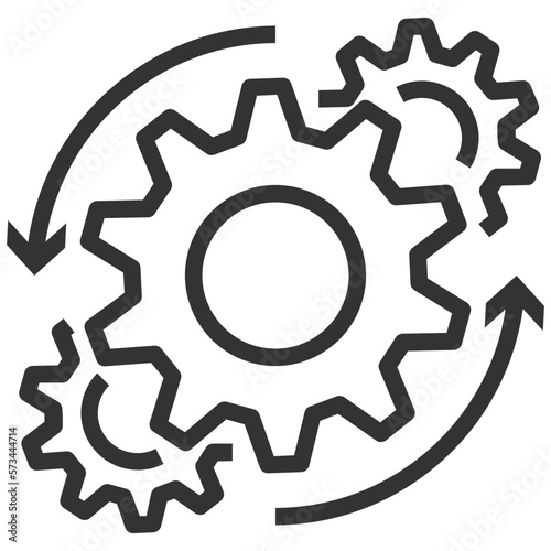 Simple proccess outline icon, procedure and mathod related concept on the white background