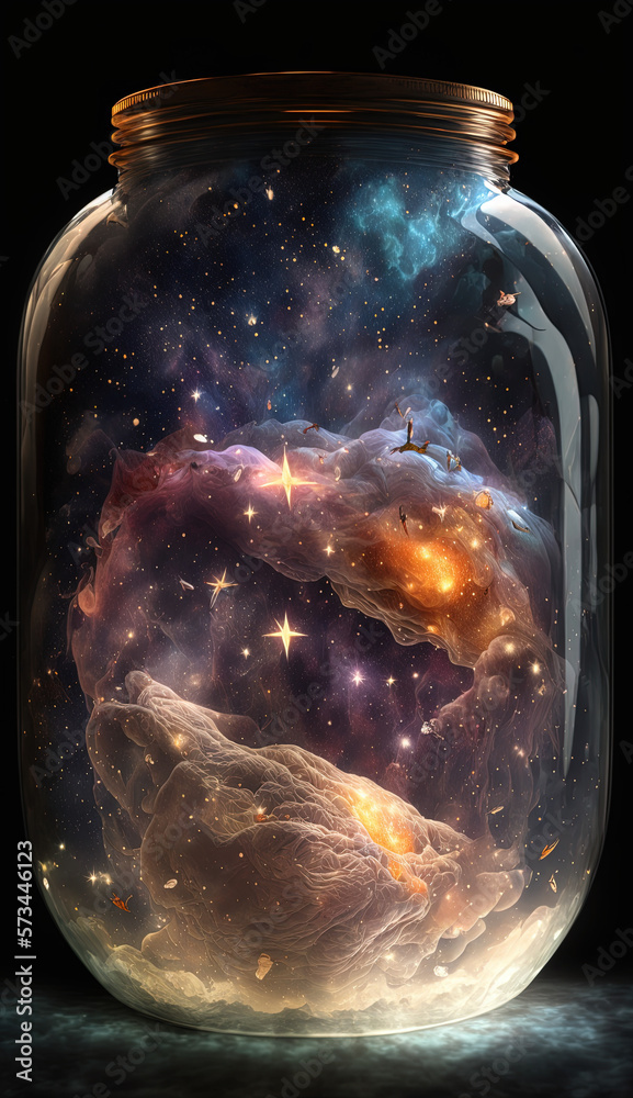 Universe in a Jar, Generative AI, Illustration Universe in a Jar, Generative AI, Illustration