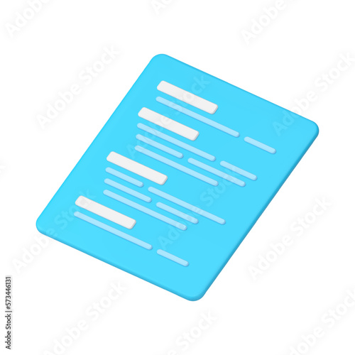 Page list paper document text title important information organizer 3d icon realistic vector