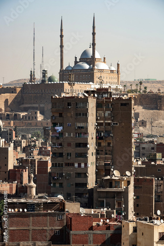 The Mohamed Ali Citadel and Mosque in the densely populated Egyptian capital, Cairo, Egypt, Africa.