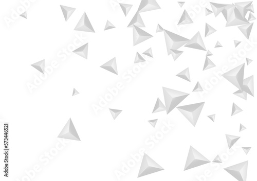Silver Shard Background White Vector. Triangular Volume Banner. Grizzly Beauty Texture. Pyramid Shape. Hoar Crystal Template. © Vlada Balabushka