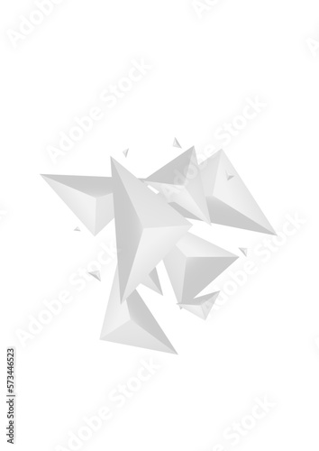 Gray Polygon Background White Vector. Triangle Shatter Banner. Greyscale Trendy Tile. Crystal Simple. Hoar Origami Template.