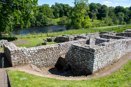 Ruins of Chesters Roman fort. Along the route of Hadrian's Wall in Northumberland, UK