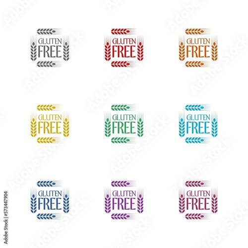 Gluten free icon sign icon isolated on white background. Set icons colorful